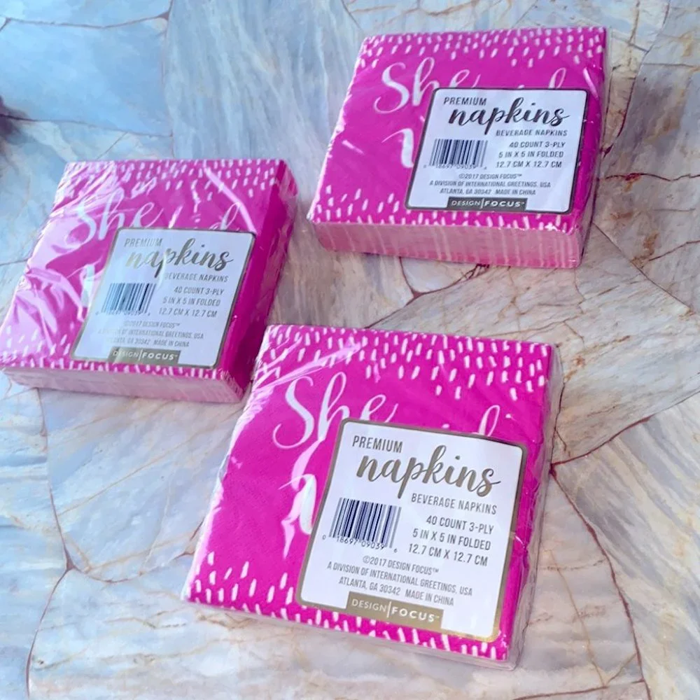 DESIGN‎ FOCUS Pink 'She Said Yes' Cocktail Napkins 40 count